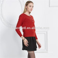 woman style button open round neck pure cashmere knitwear jumper